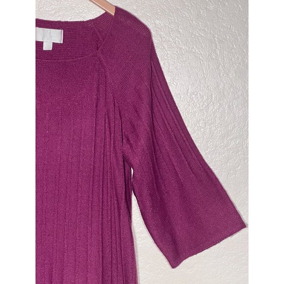 Avenue Womens Plus Size Ribbed Knit 3/4 Sleeve Tunic Sweater Purple 22/24 - Picture 8 of 12